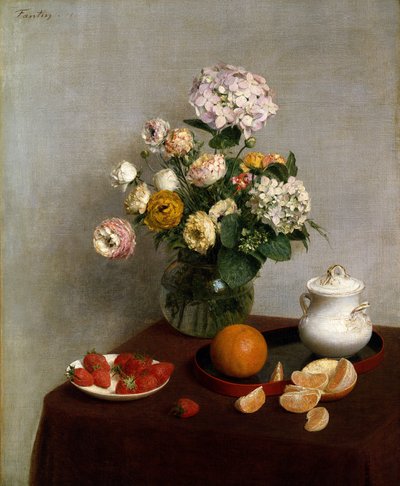 Flores y frutas de Ignace Henri Jean Fantin Latour